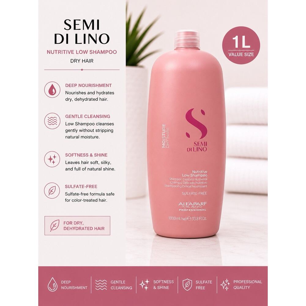 Alfaparf Semi Di Lino Nutritive Low Shampoo 33.8oz 1000mL Dry Hair